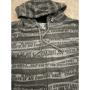 Y2K Vintage Volcom Hoodie Logo Grunge Skater Full Zip Thermal Lined AOP Warm